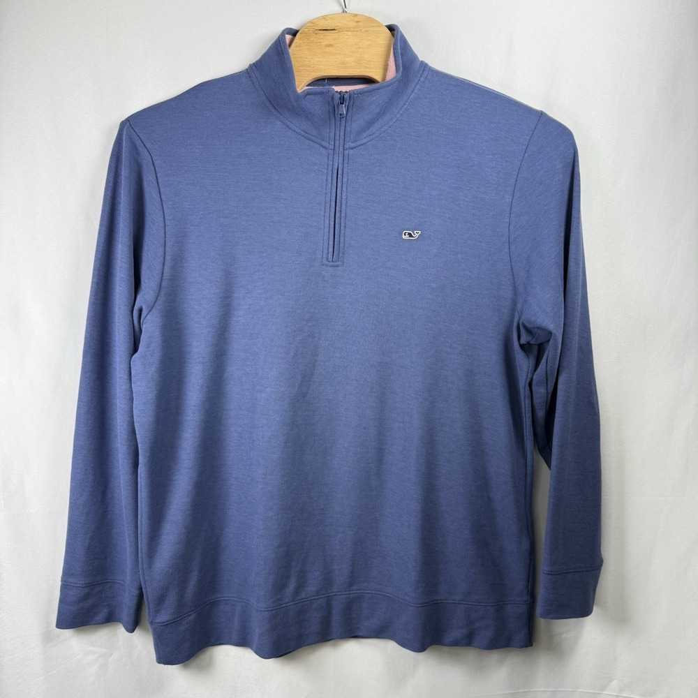 Vineyard Vines Sweater Mens‎ XLarge Blue Quarter Zip Lightweight Sweatshirt